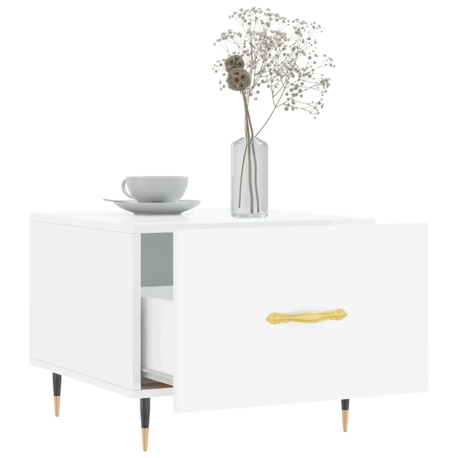 Tables basses 2 pcs blanc brillant 50x50x40cm bois d'ingénierie - 4