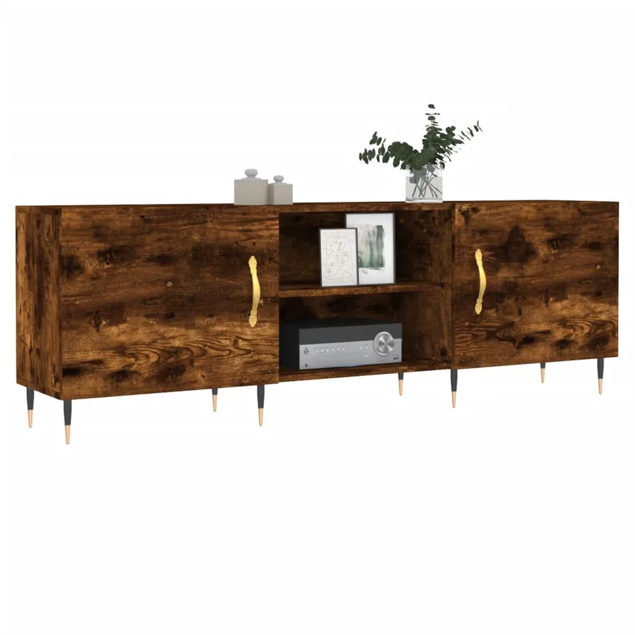 Meuble TV chêne fumé 150x30x50 cm bois d'ingénierie - 3
