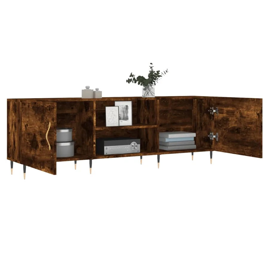 Meuble TV chêne fumé 150x30x50 cm bois d'ingénierie - 4