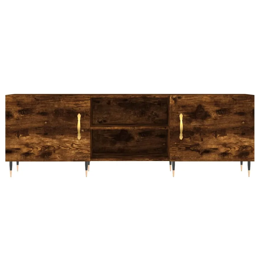 Meuble TV chêne fumé 150x30x50 cm bois d'ingénierie - 5