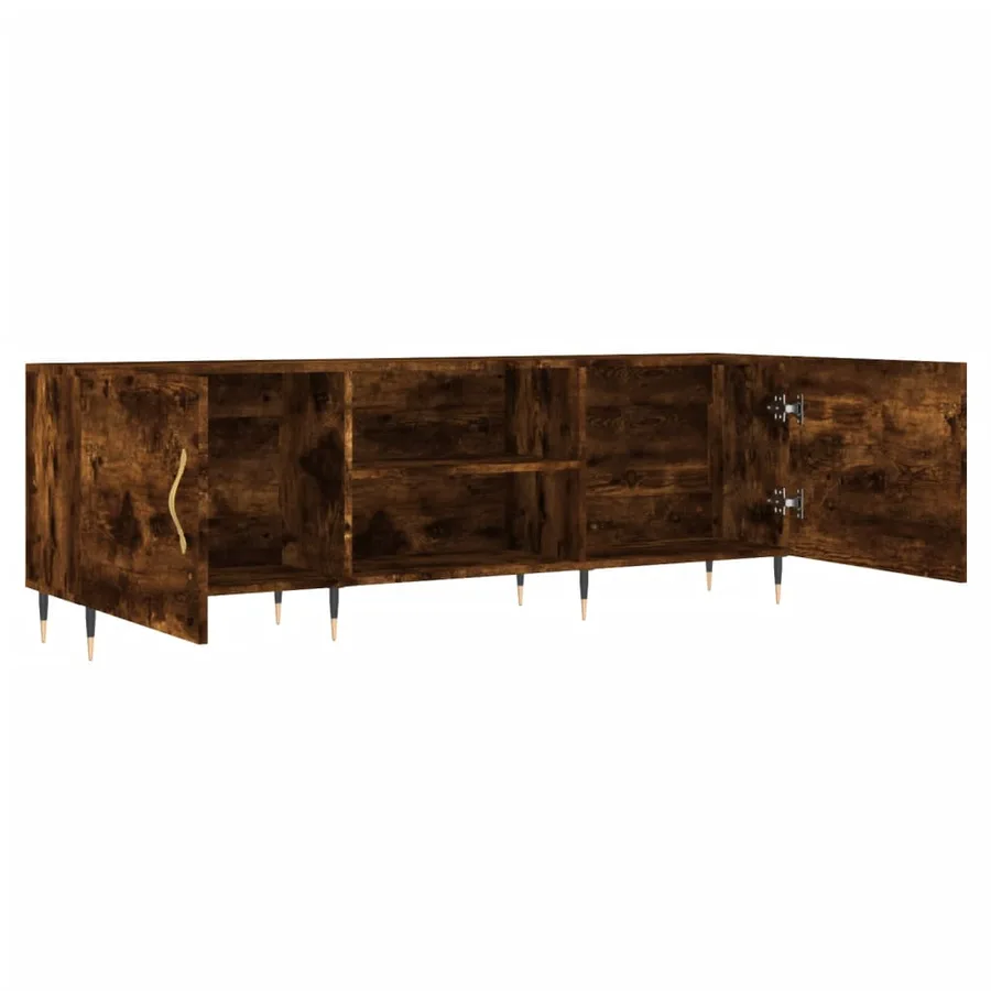Meuble TV chêne fumé 150x30x50 cm bois d'ingénierie - 6