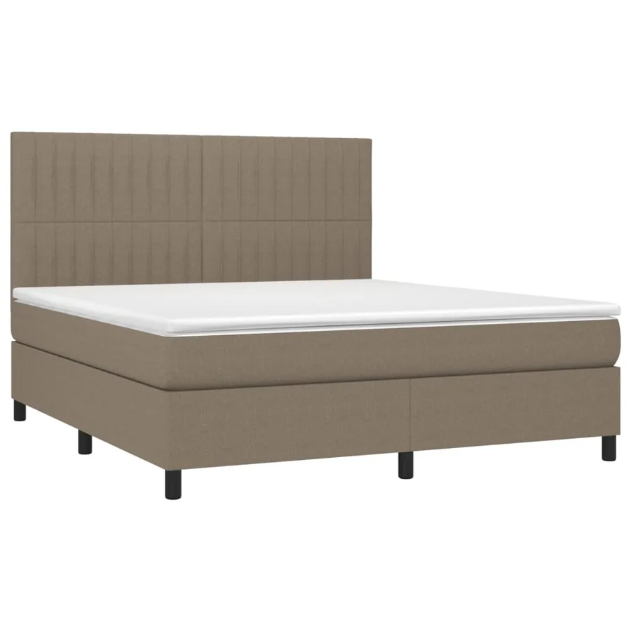 Sommier à lattes de lit et matelas et LED Taupe 180x200cm Tissu - 3