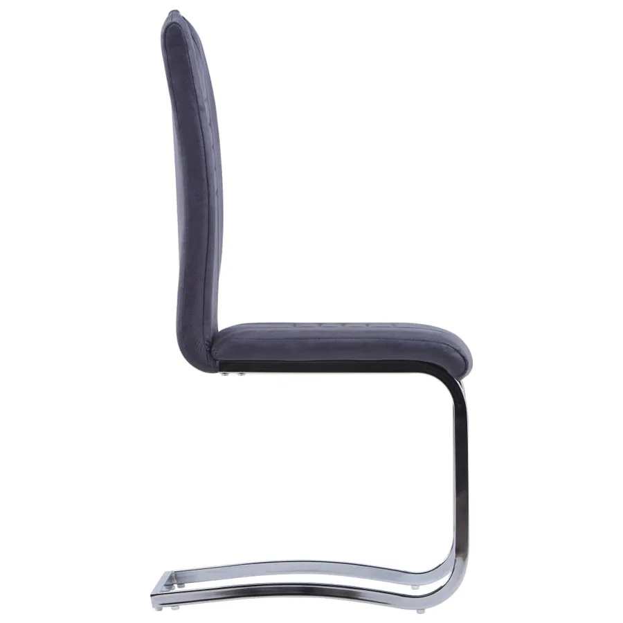 Chaises à manger cantilever lot de 2 gris similicuir daim - 4