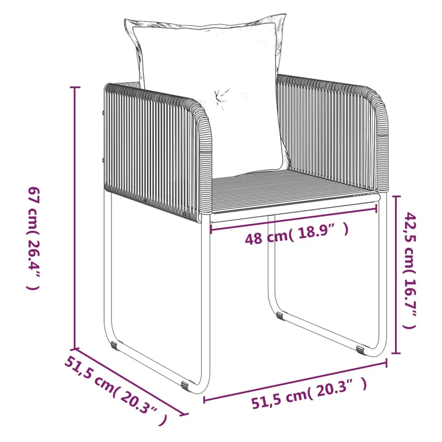 Ensemble à manger de jardin 7 pcs Noir - 10