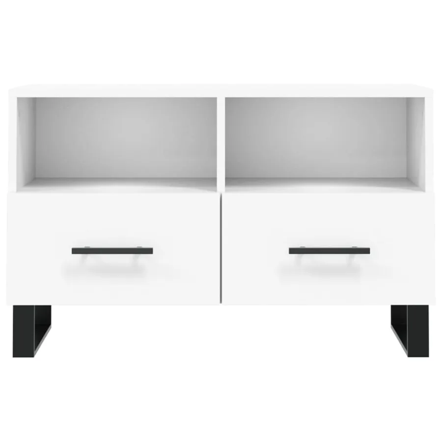 Meuble TV Blanc 80x36x50 cm Bois d'ingénierie - 5