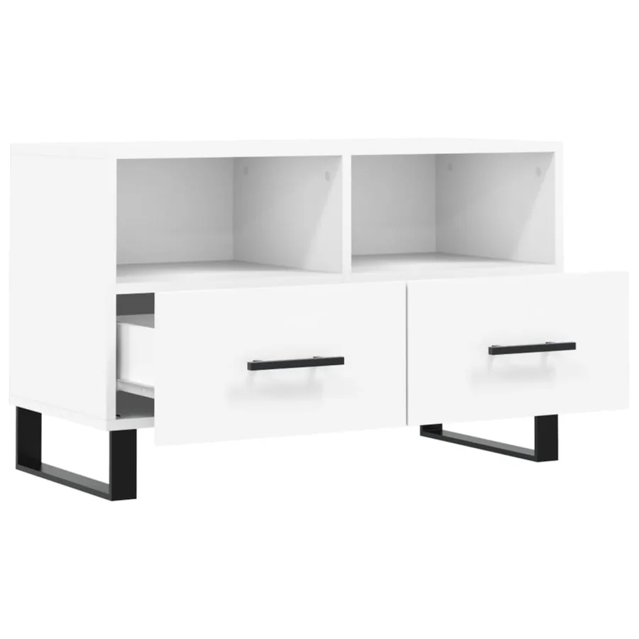 Meuble TV Blanc 80x36x50 cm Bois d'ingénierie - 6
