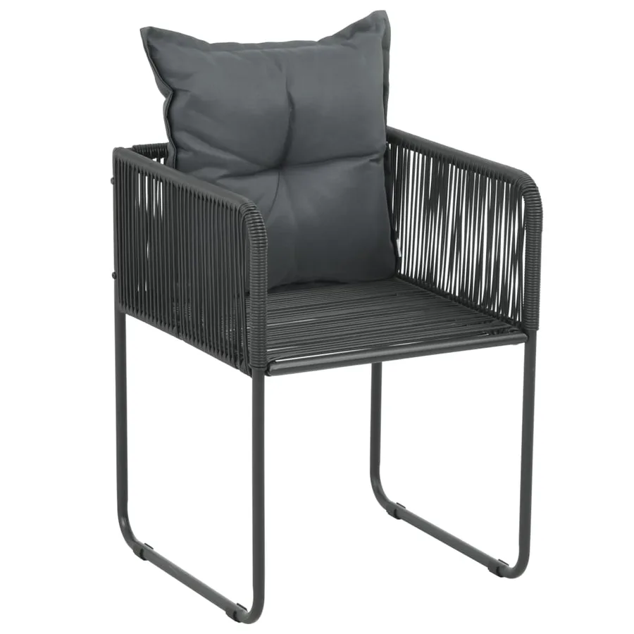Chaises d'extérieur lot de 6 avec oreillers Résine tressée Noir - 2