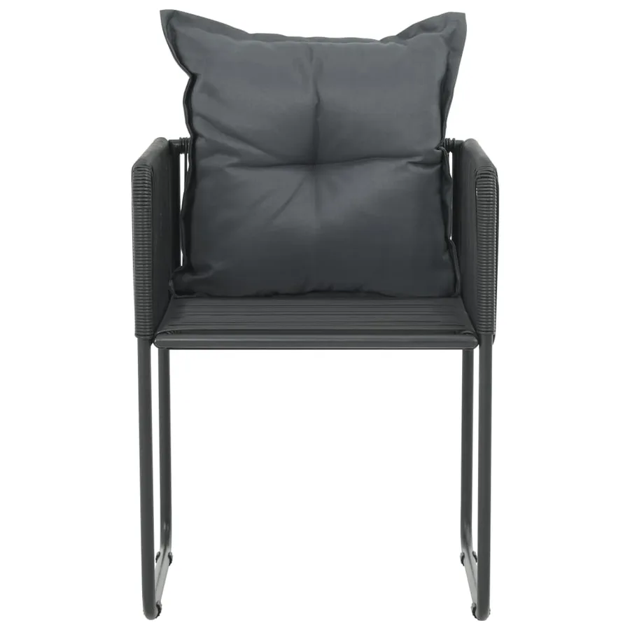Chaises d'extérieur lot de 6 avec oreillers Résine tressée Noir - 3