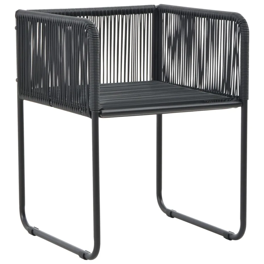 Chaises d'extérieur lot de 6 avec oreillers Résine tressée Noir - 4