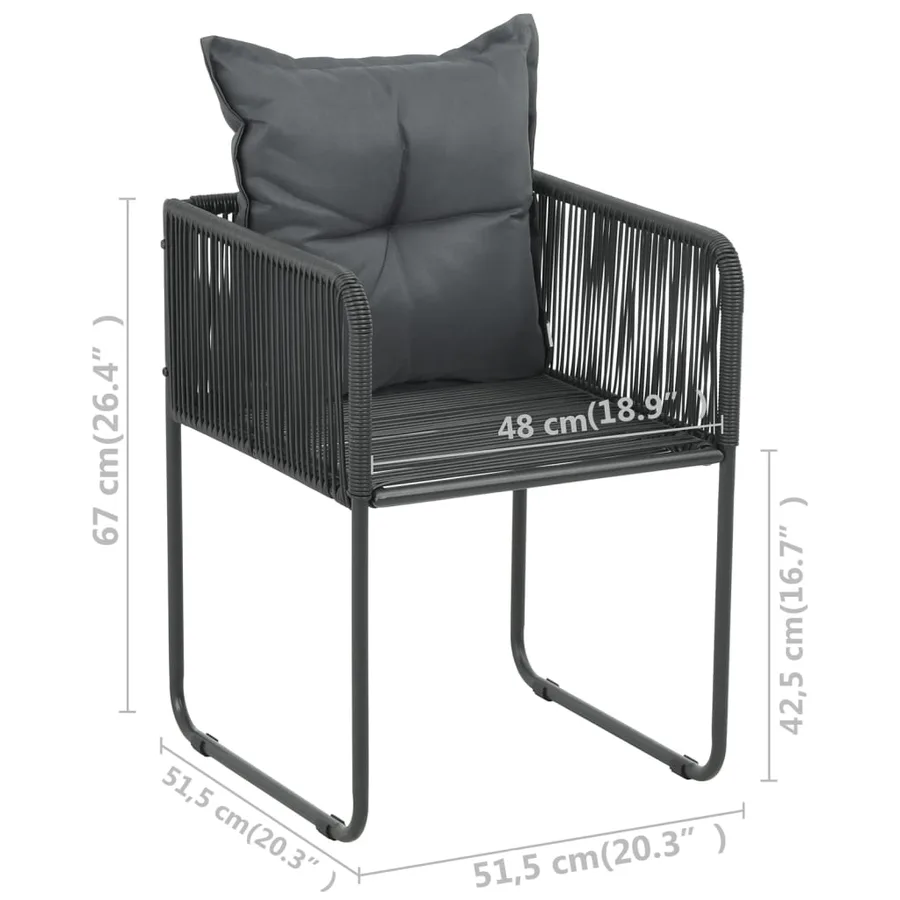 Chaises d'extérieur lot de 6 avec oreillers Résine tressée Noir - 6