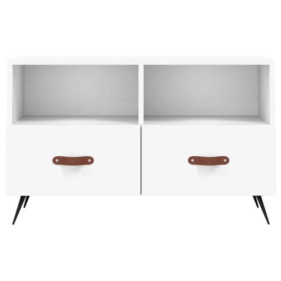 Meuble TV Blanc 80x36x50 cm Bois d'ingénierie - 5