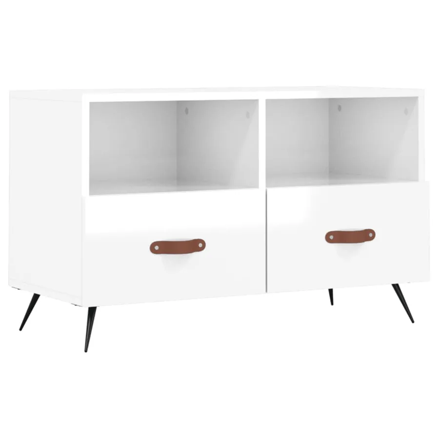 Meuble TV Blanc brillant 80x36x50 cm Bois d'ingénierie - 2
