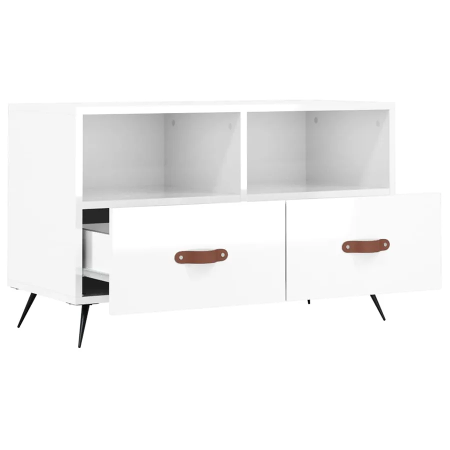 Meuble TV Blanc brillant 80x36x50 cm Bois d'ingénierie - 6