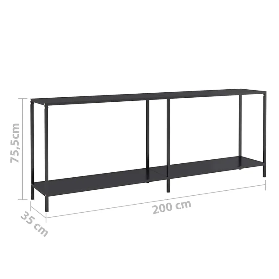 Table console Noir 220x35x75,5 cm Verre trempé - 7