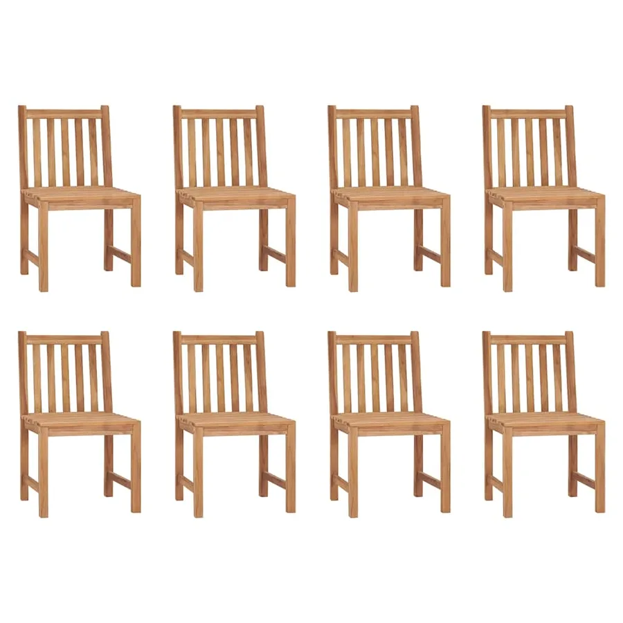 Chaises de jardin lot de 8 avec coussins Bois de teck massif - 2