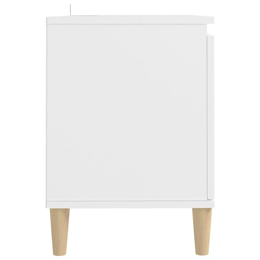 Meuble TV avec pieds en bois massif Blanc 103,5x35x50 cm - 6