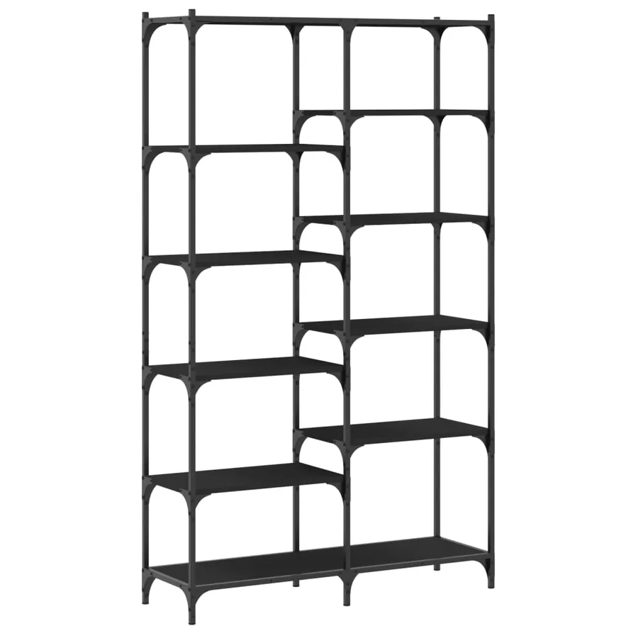 Bibliothèque noir 100x32x170 cm bois d'ingénierie et fer - 2