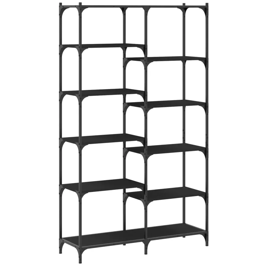 Bibliothèque noir 100x32x170 cm bois d'ingénierie et fer - 6