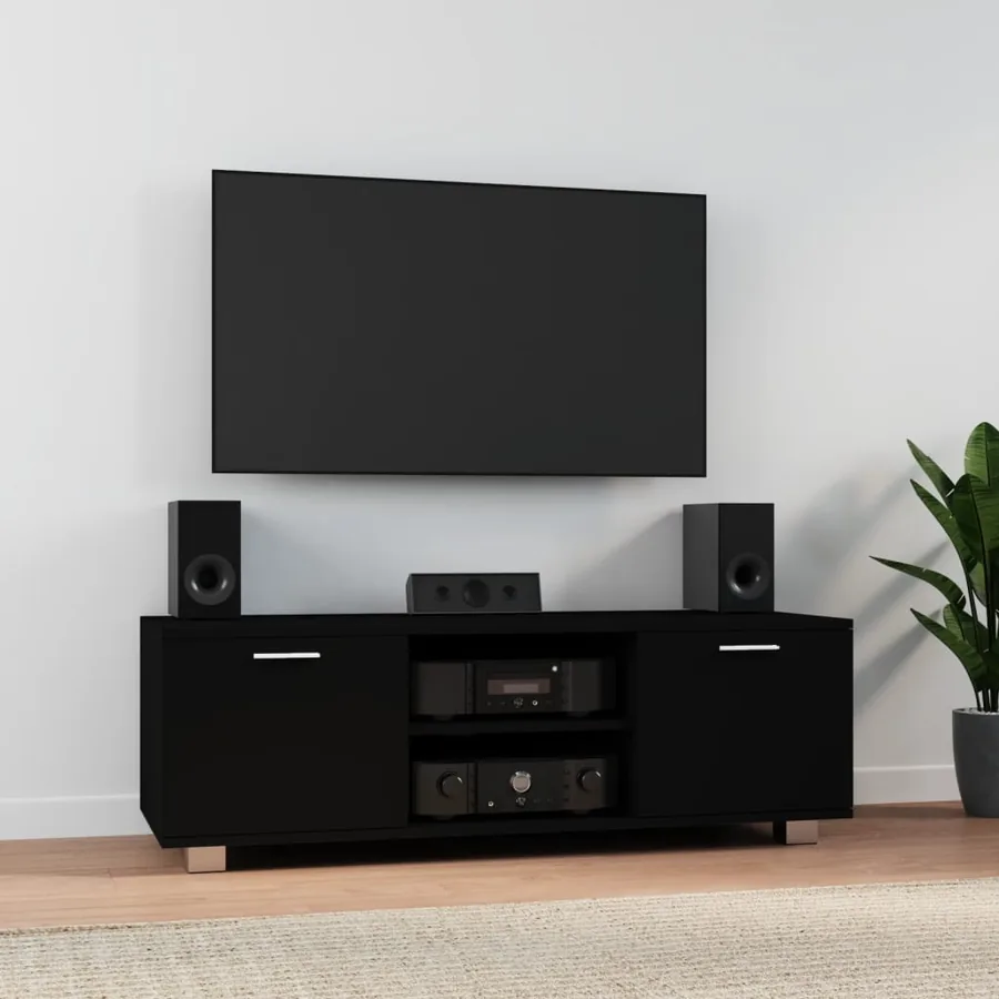 Meuble TV Noir 120x40,5x35 cm Bois d'ingénierie