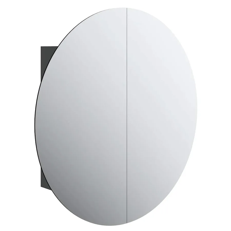 Armoire de salle de bain miroir rond et LED Noir 54x54x17,5 cm - 2