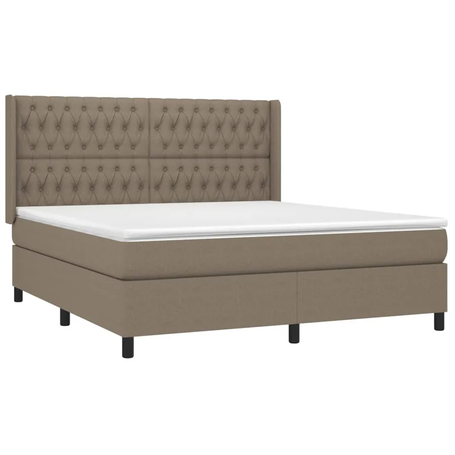 Sommier à lattes de lit matelas et LED Taupe 180x200 cm Tissu - 4
