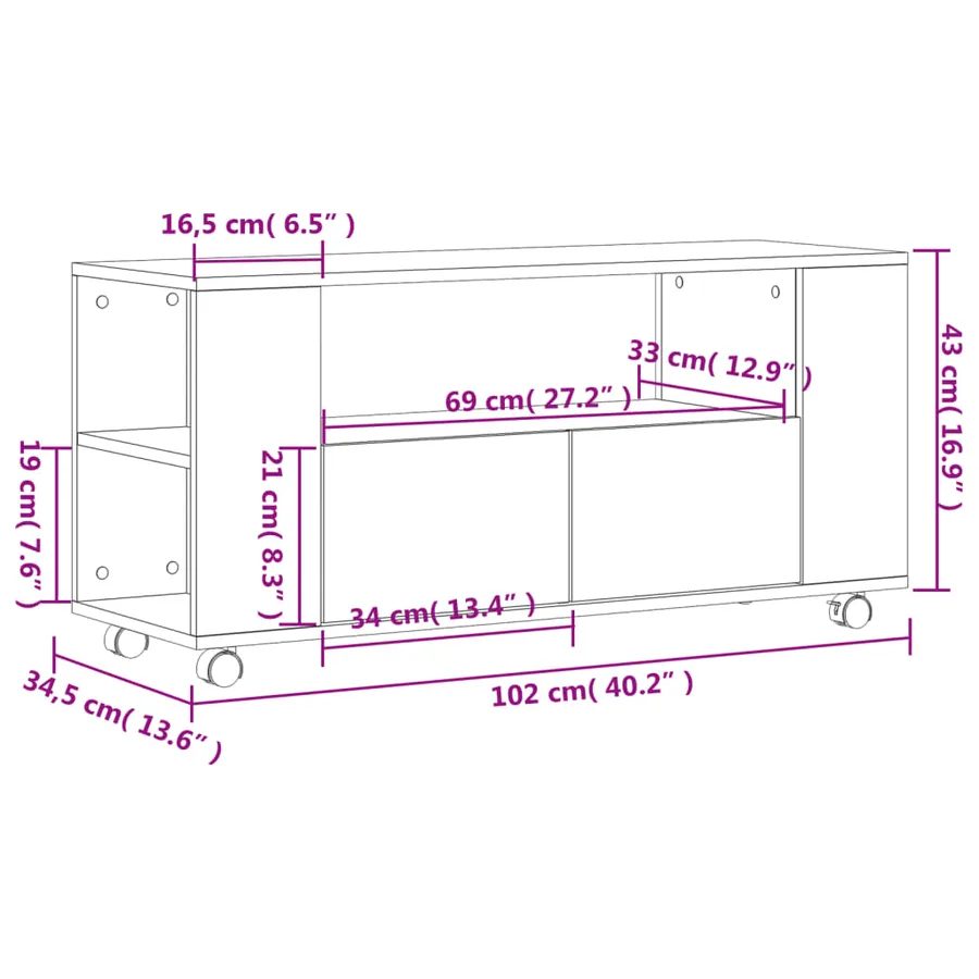 Meuble TV chêne fumé 102x34,5x43 cm bois d'ingénierie - 11