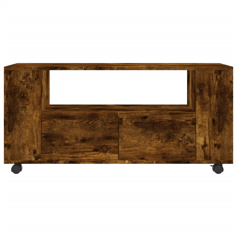 Meuble TV chêne fumé 102x34,5x43 cm bois d'ingénierie - 6