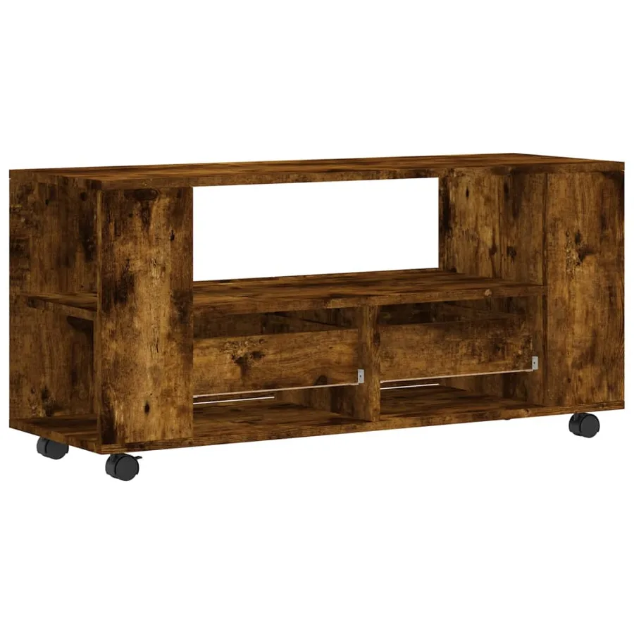 Meuble TV chêne fumé 102x34,5x43 cm bois d'ingénierie - 8