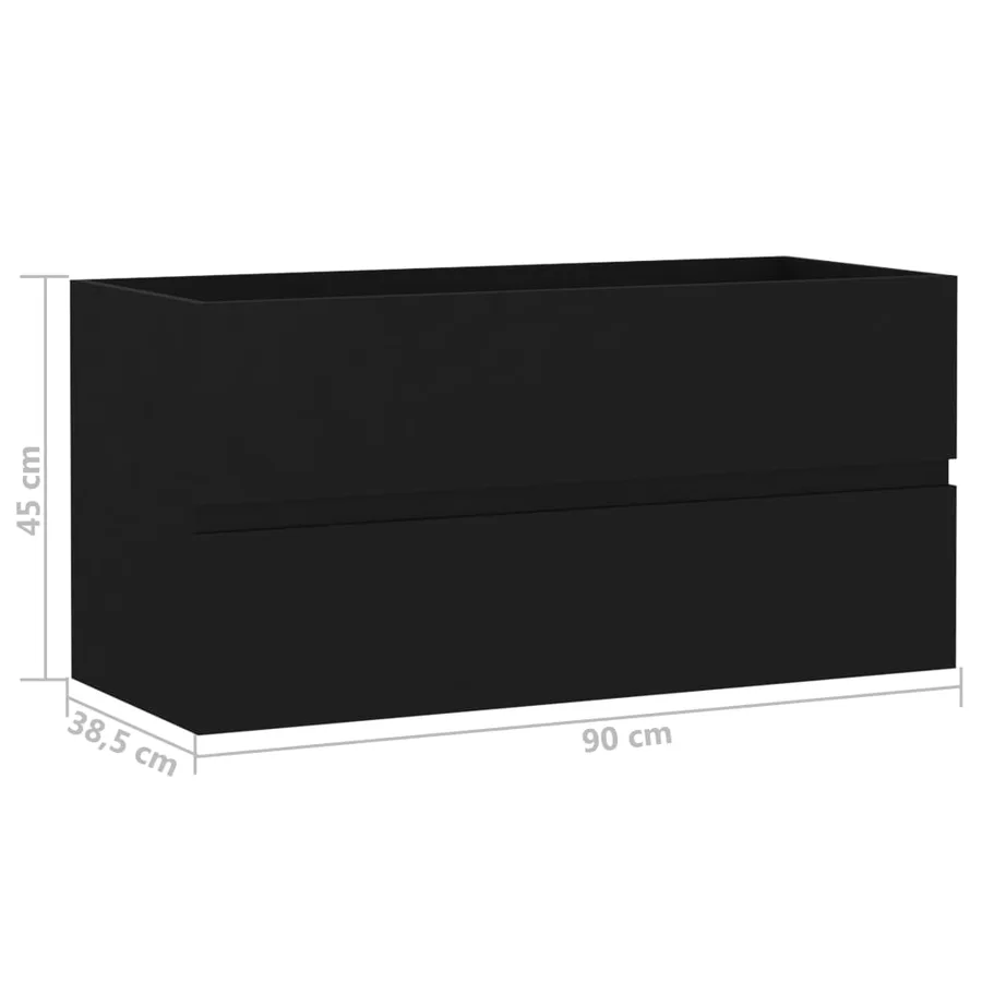 Armoire d'évier avec lavabo intégré noir bois d'ingénierie - 15