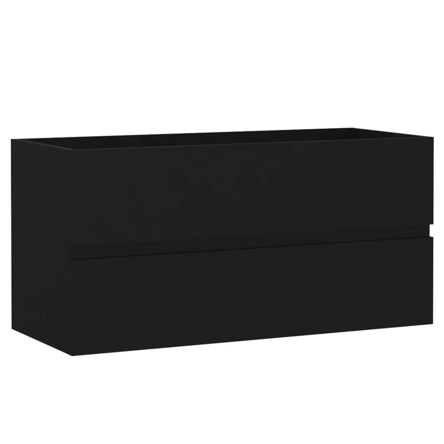 Armoire d'évier avec lavabo intégré noir bois d'ingénierie - 8