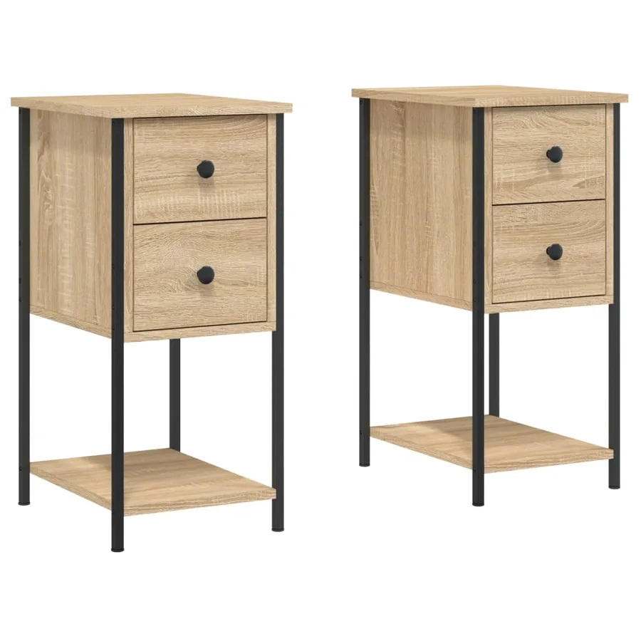 Tables de chevet 2pcs chêne sonoma 32x42x70cm bois d'ingénierie - 2