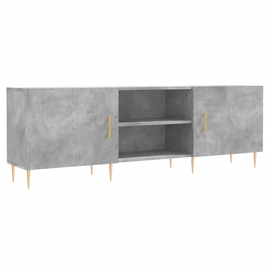 Meuble TV gris béton 150x30x50 cm bois d'ingénierie - 2