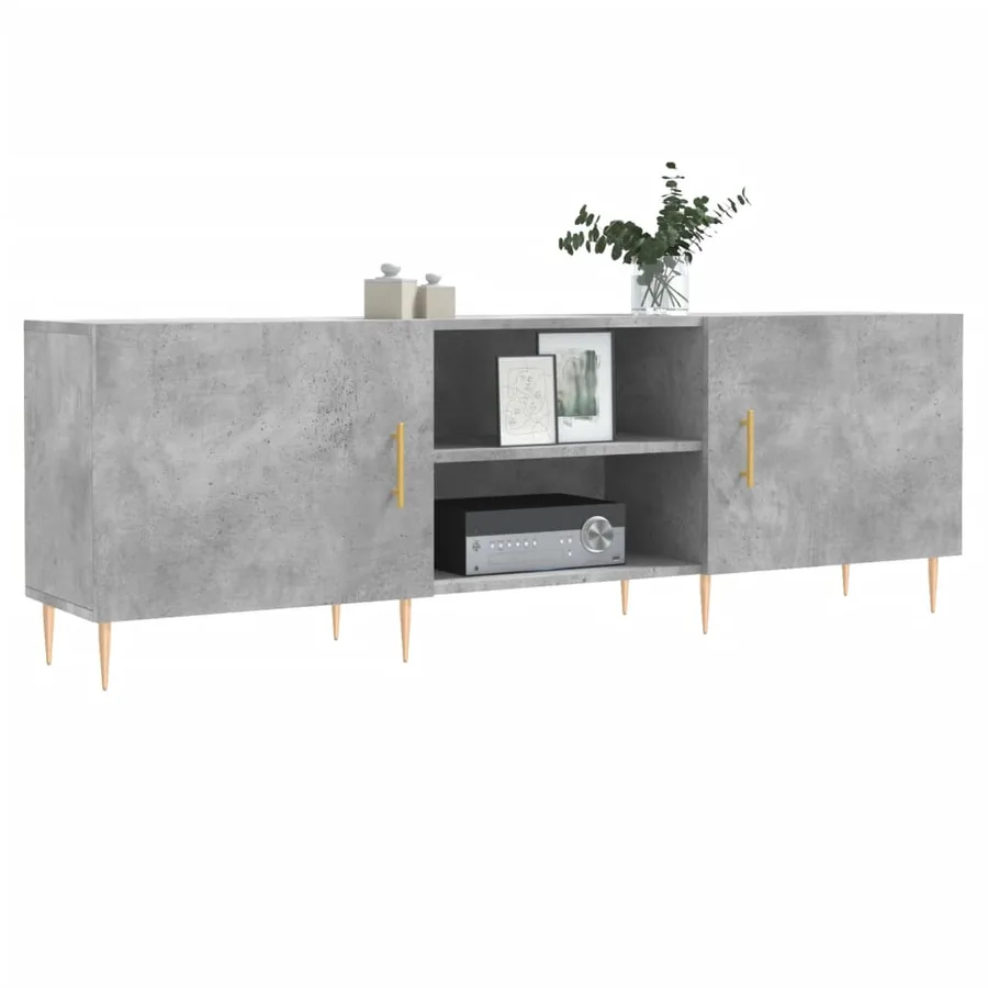 Meuble TV gris béton 150x30x50 cm bois d'ingénierie - 3