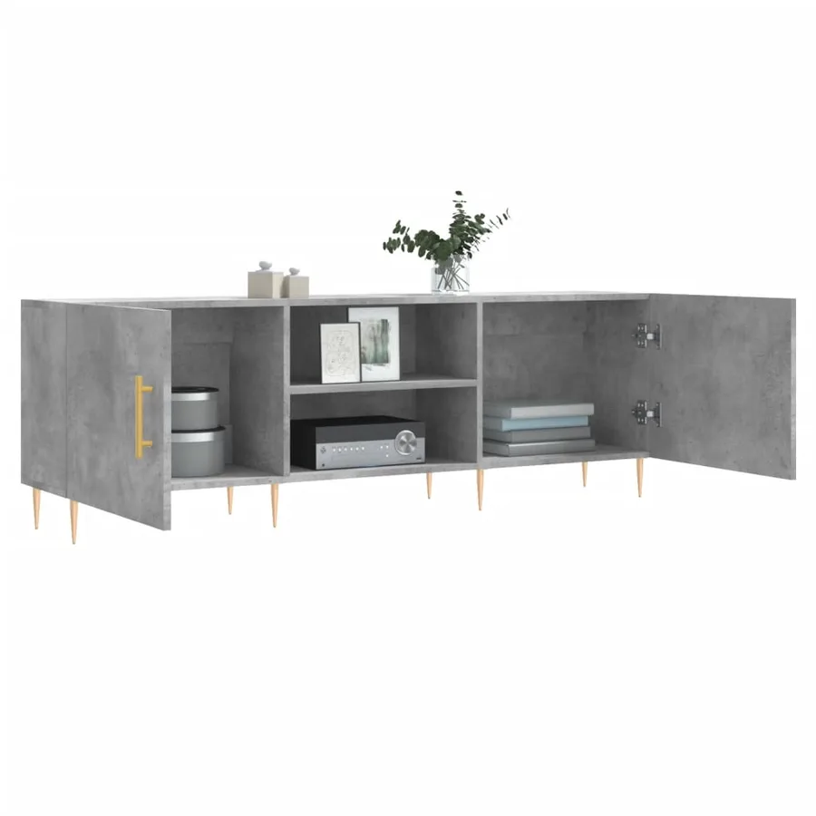 Meuble TV gris béton 150x30x50 cm bois d'ingénierie - 4