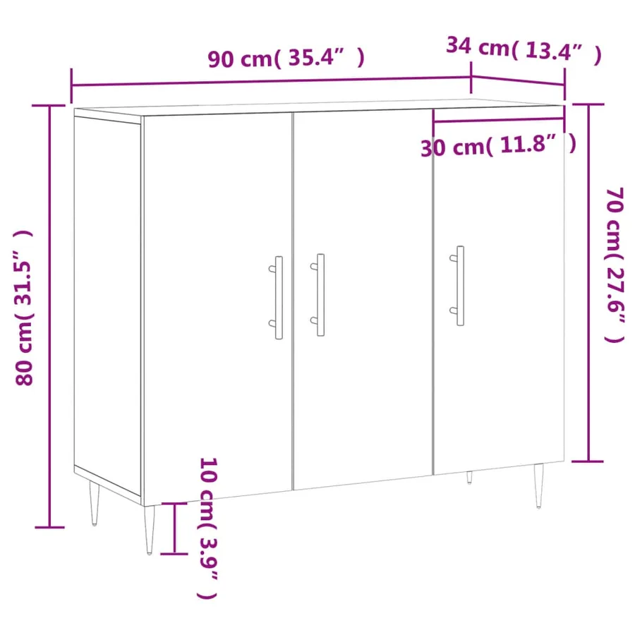 Buffet sonoma gris 90x34x80 cm bois d'ingénierie - 13
