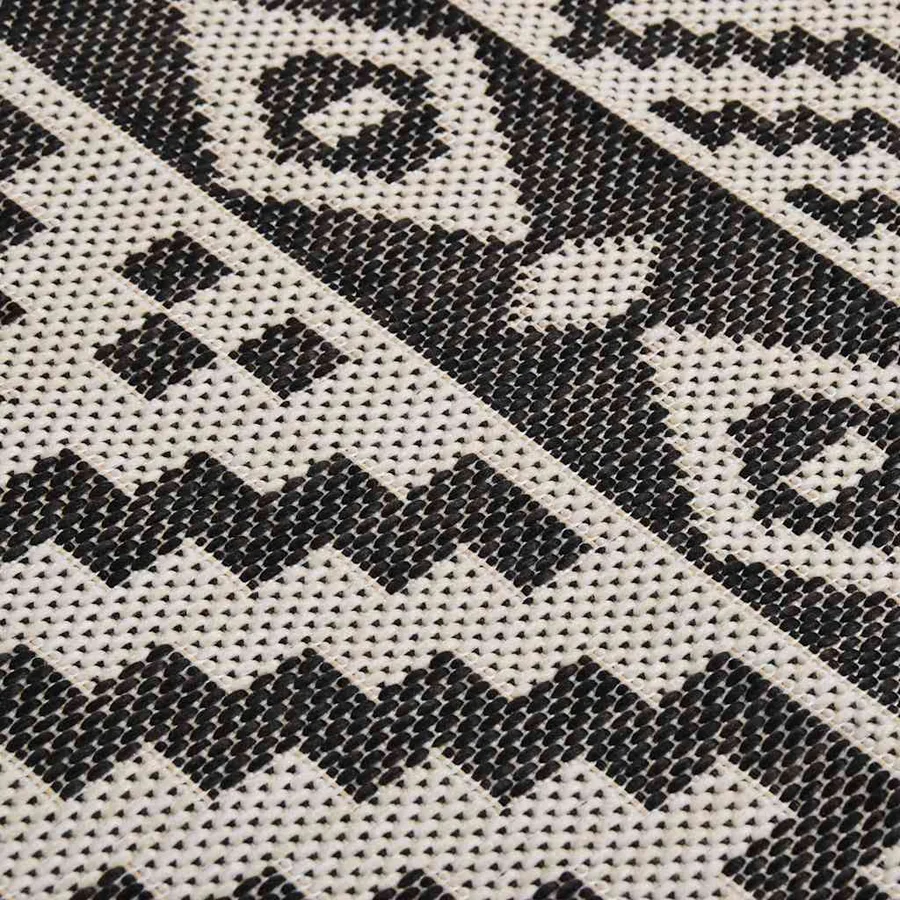 Tapis à tissage plat d'extérieur 160x230 cm Rayures noires - 5