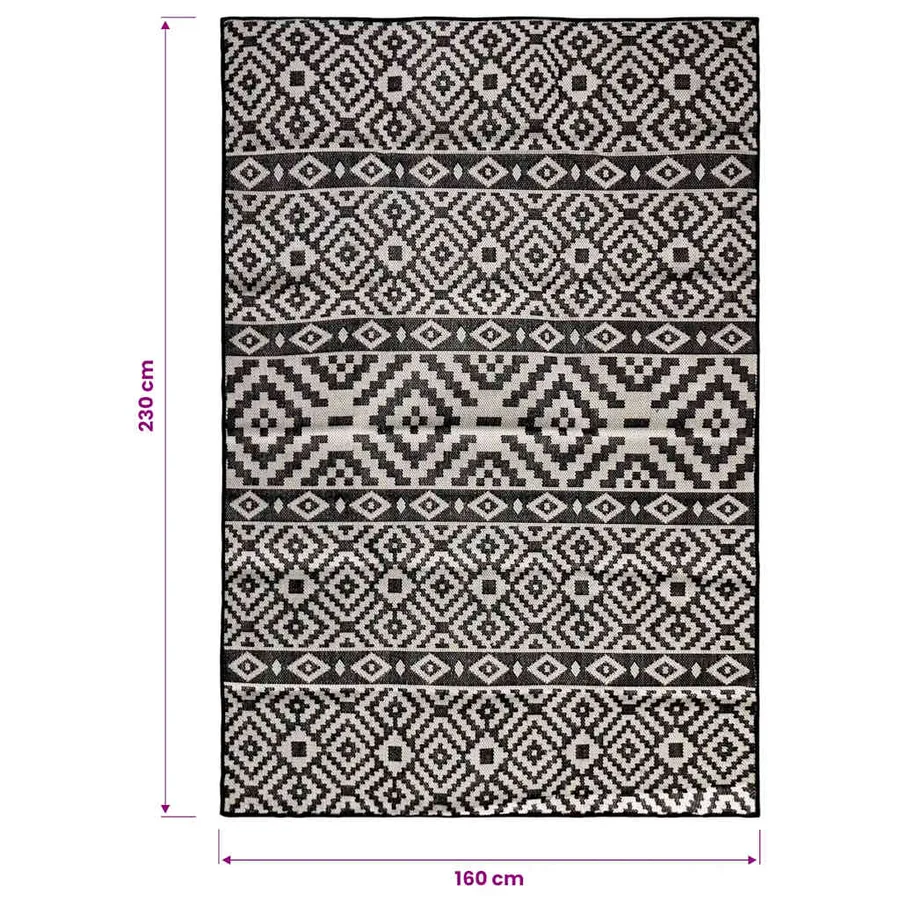 Tapis à tissage plat d'extérieur 160x230 cm Rayures noires - 6