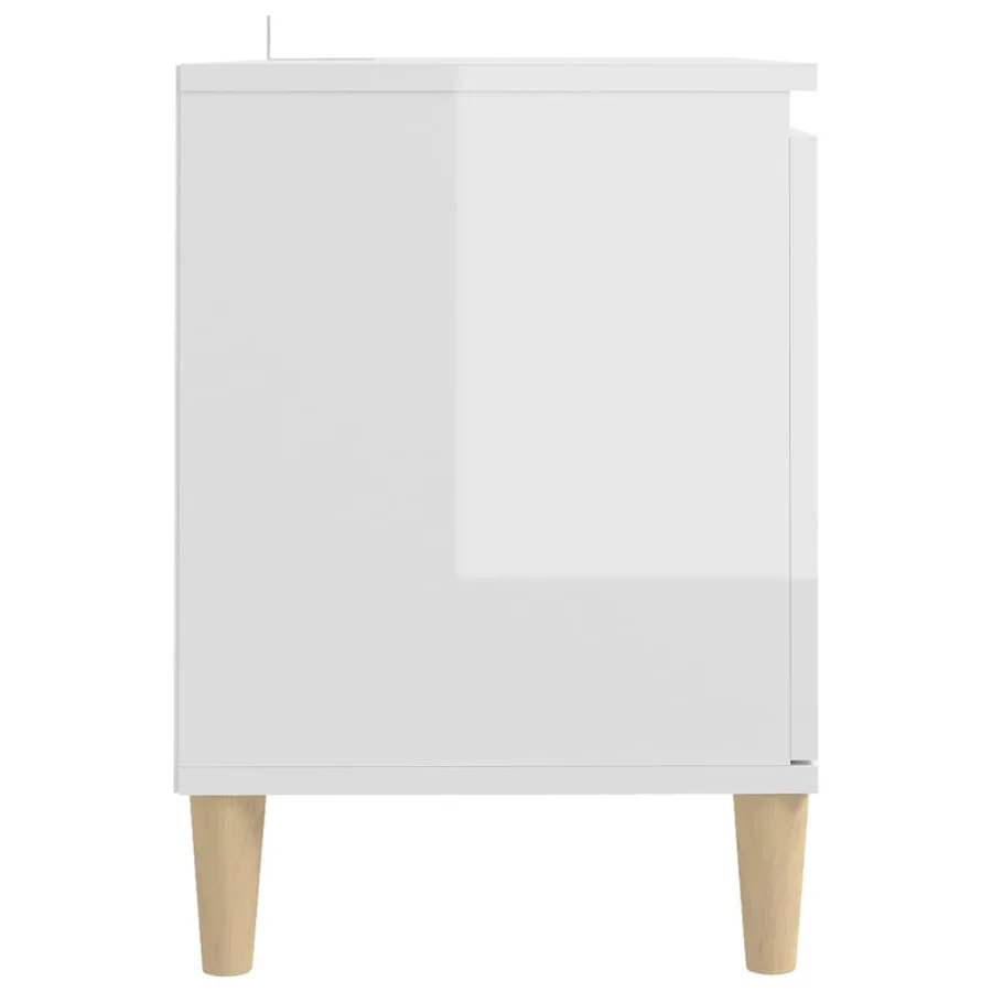 Meuble TV avec pieds en bois Blanc brillant 103,5x35x50 cm - 6