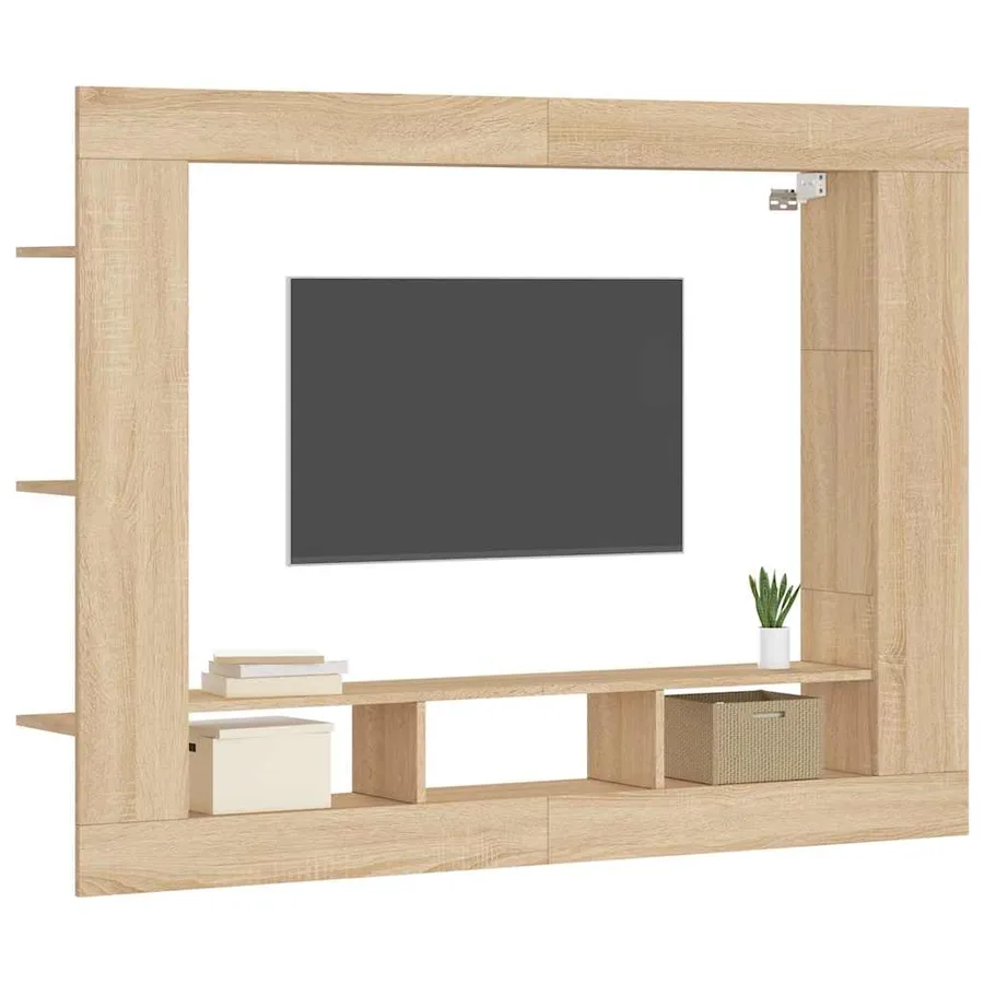 Meuble TV chêne sonoma 152x22x113 cm bois d'ingénierie - 3