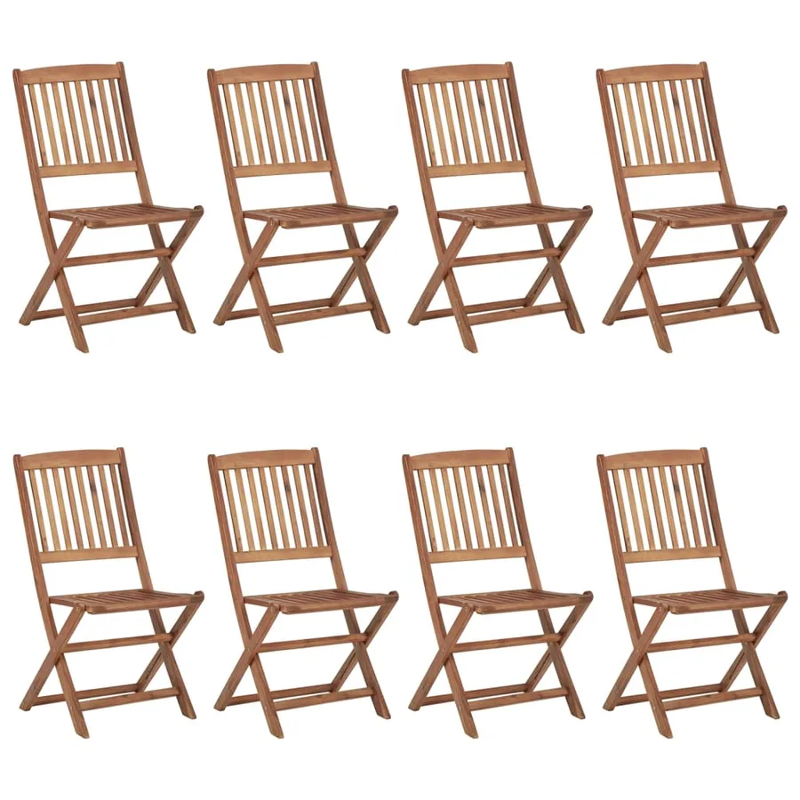 Chaises pliables de jardin lot de 8 avec coussins Bois d'acacia - 2