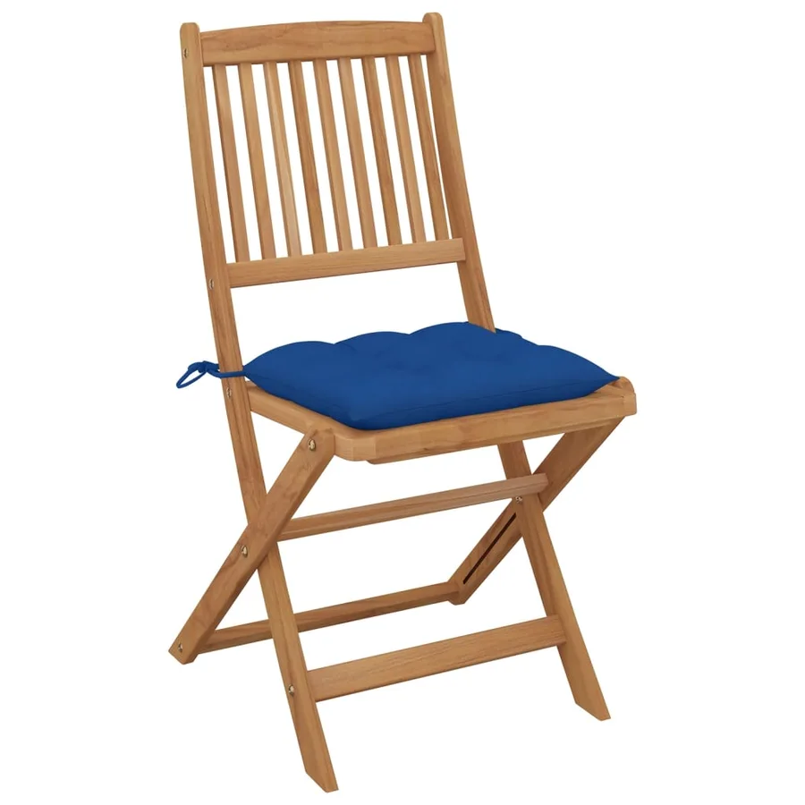 Chaises pliables de jardin lot de 8 avec coussins Bois d'acacia - 3
