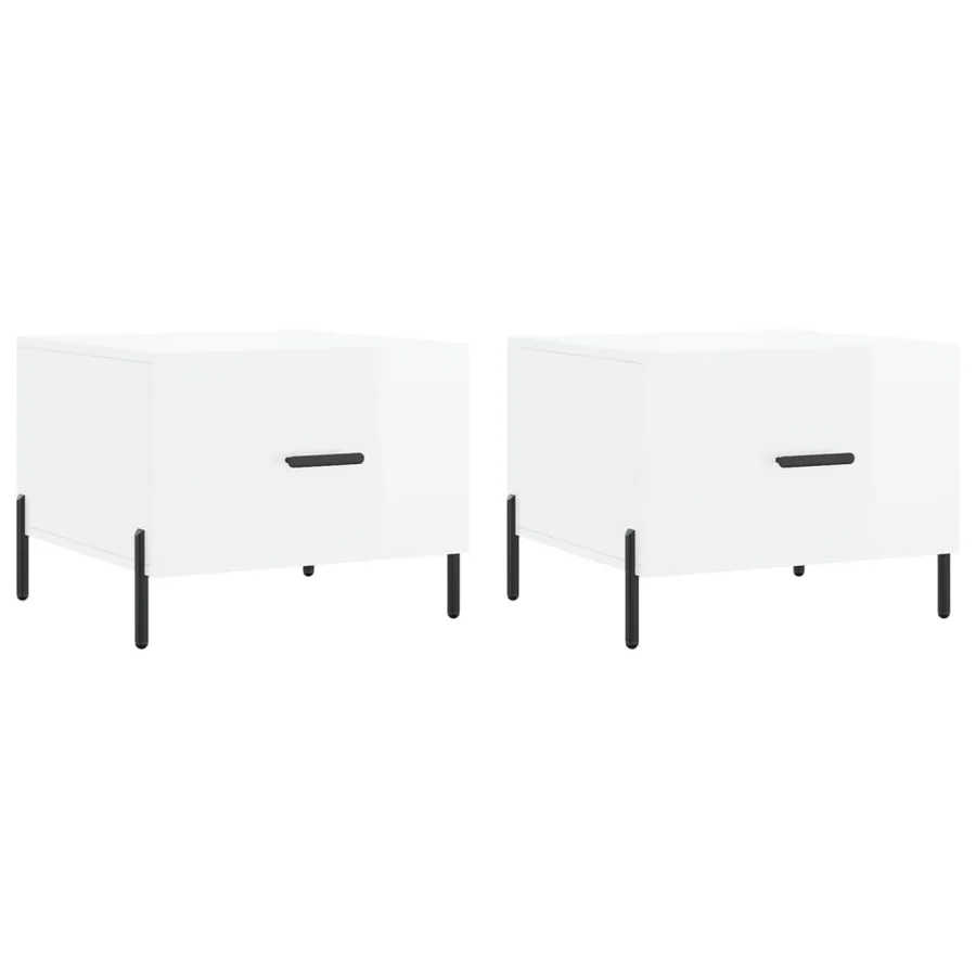 Tables basses 2 pcs blanc brillant 50x50x40cm bois d'ingénierie - 2