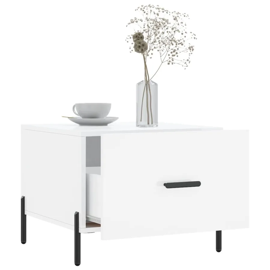 Tables basses 2 pcs blanc brillant 50x50x40cm bois d'ingénierie - 4