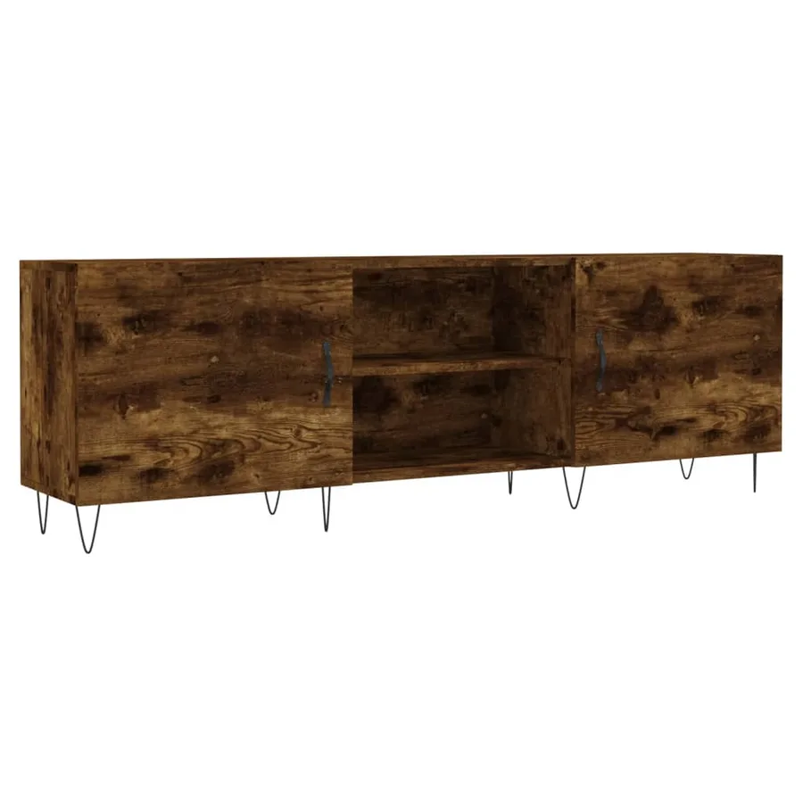 Meuble TV chêne fumé 150x30x50 cm bois d'ingénierie - 2