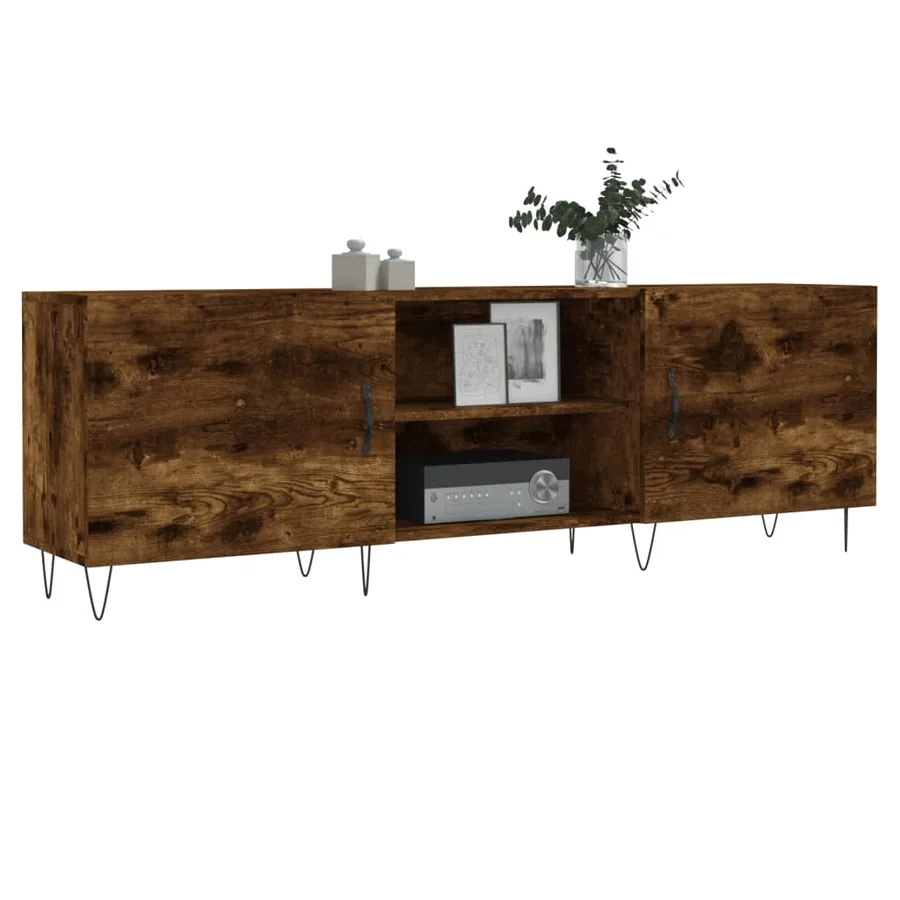 Meuble TV chêne fumé 150x30x50 cm bois d'ingénierie - 3