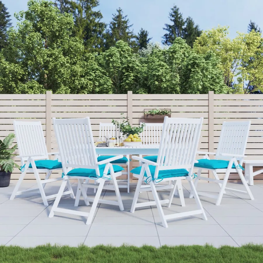 Coussins de chaise lot de 6 turquoise 40x40x7 cm tissu