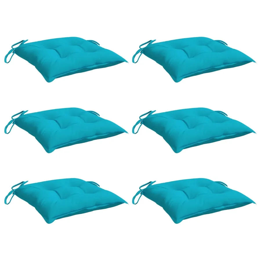 Coussins de chaise lot de 6 turquoise 40x40x7 cm tissu - 3