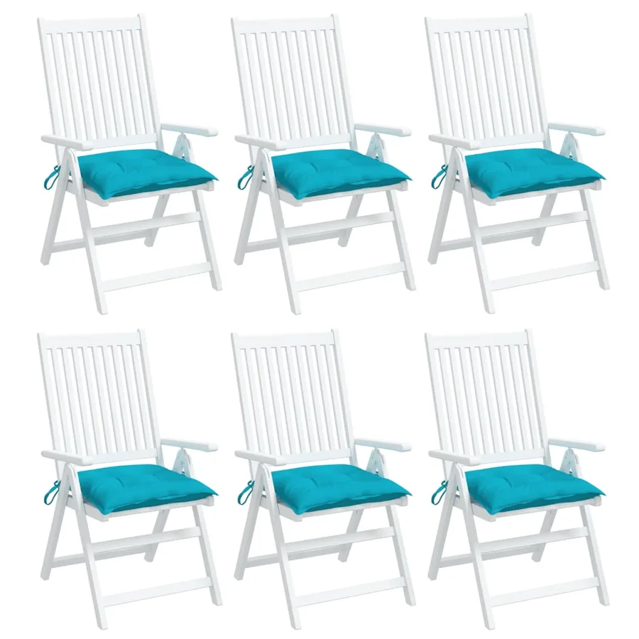 Coussins de chaise lot de 6 turquoise 40x40x7 cm tissu - 4
