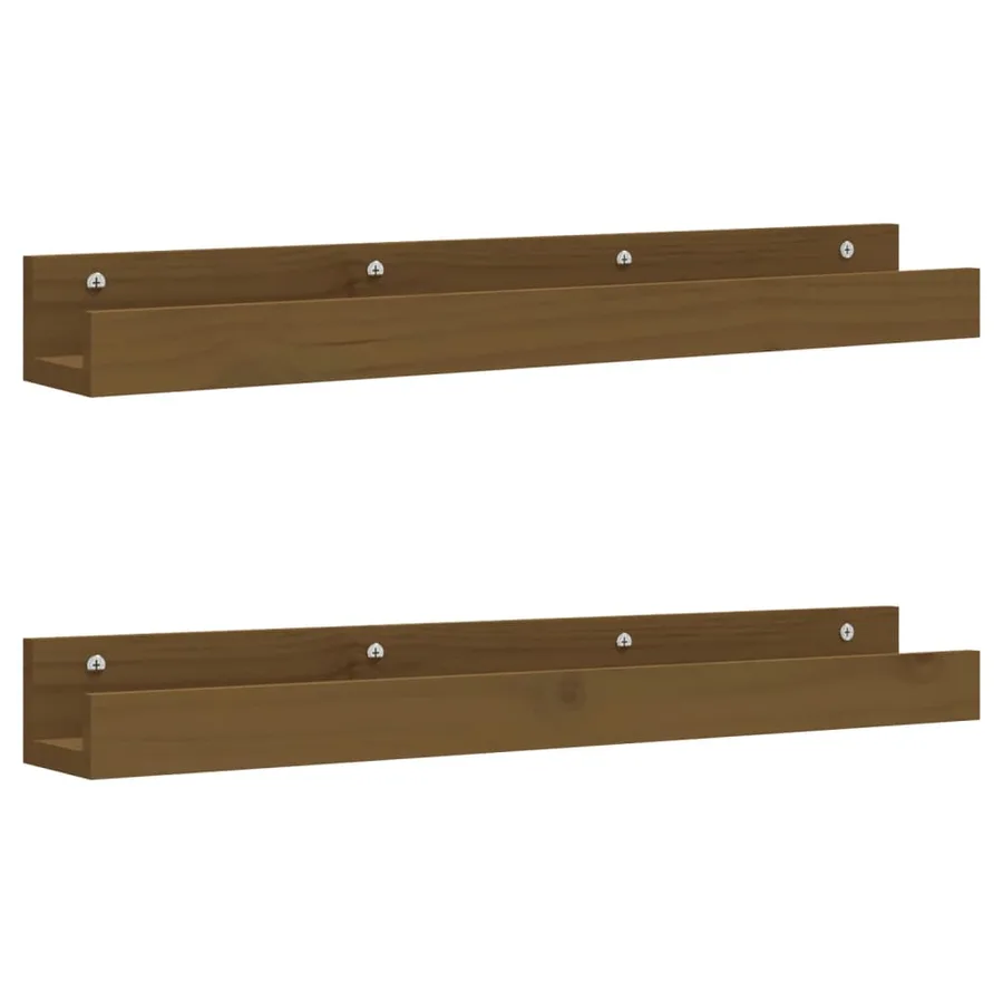 Étagères murales 2 pcs Marron miel 80x12x9cm Bois de pin massif - 2