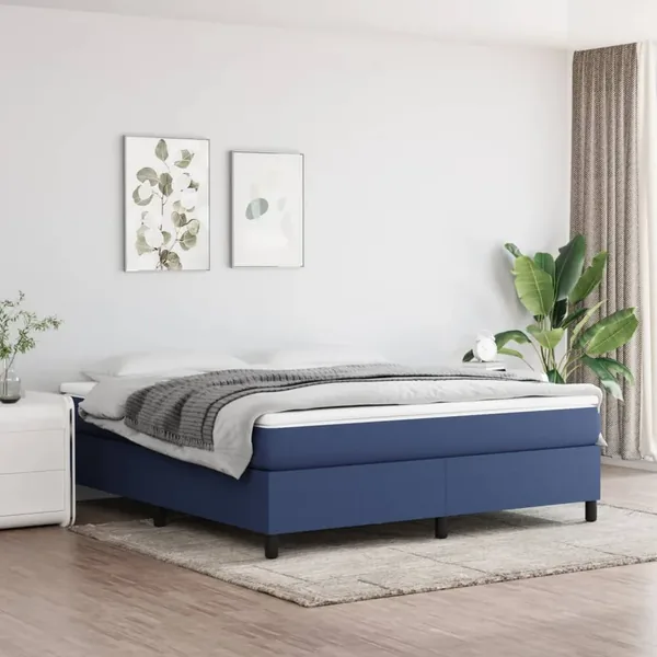 Sommier à lattes de lit avec matelas Bleu 180x200 cm Tissu